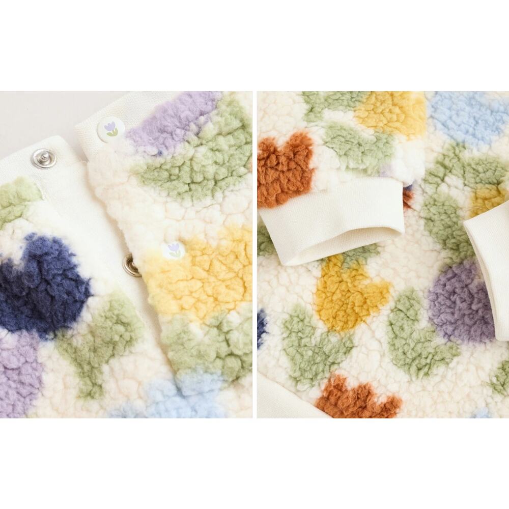 Next Baby Cream/Purple Tulip Baby Fleece Top and Leggings Set 2 Piece - Picture 5 of 5
